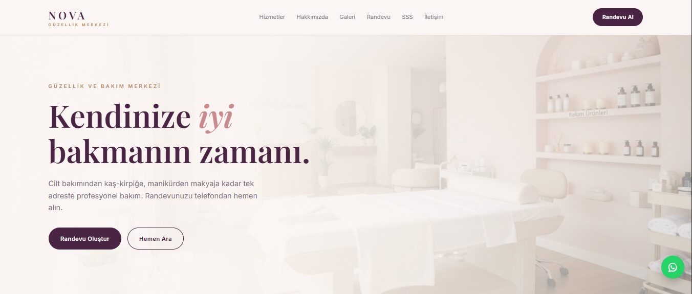 NOVA Güzellik güzellik salonu web sitesi demosu